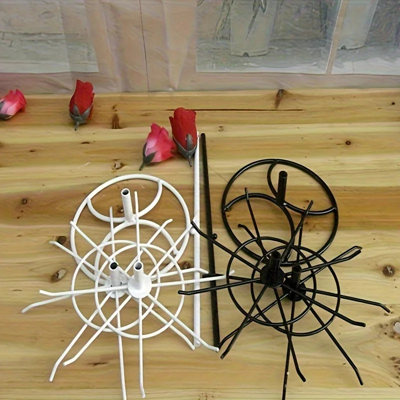 2026 Round Metal Jewelry Display Stand 2-Tier Keychain Shelf Earring Ring Hair Band Storage Holder Rack