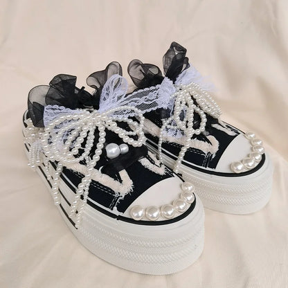 High Quality Shiny Sequined Slippers Flat Shoes Crystal Pearl Studs Canvas Shoes Loafers Shiny Women's Vulcanized Slippers