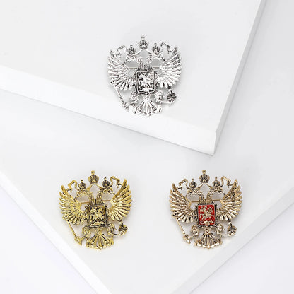 Beaut&Berry Classic Enamel Double Headed Eagle Brooches for Women Unisex Russian Emblem Pins Russian National Day Gifts Friends