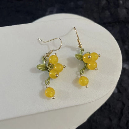 Cute Berries Earring Creative Berry And Leaves Design Beaded Earrings For Gifts Wholesale Cute Fruit Earrings Custom Packaging