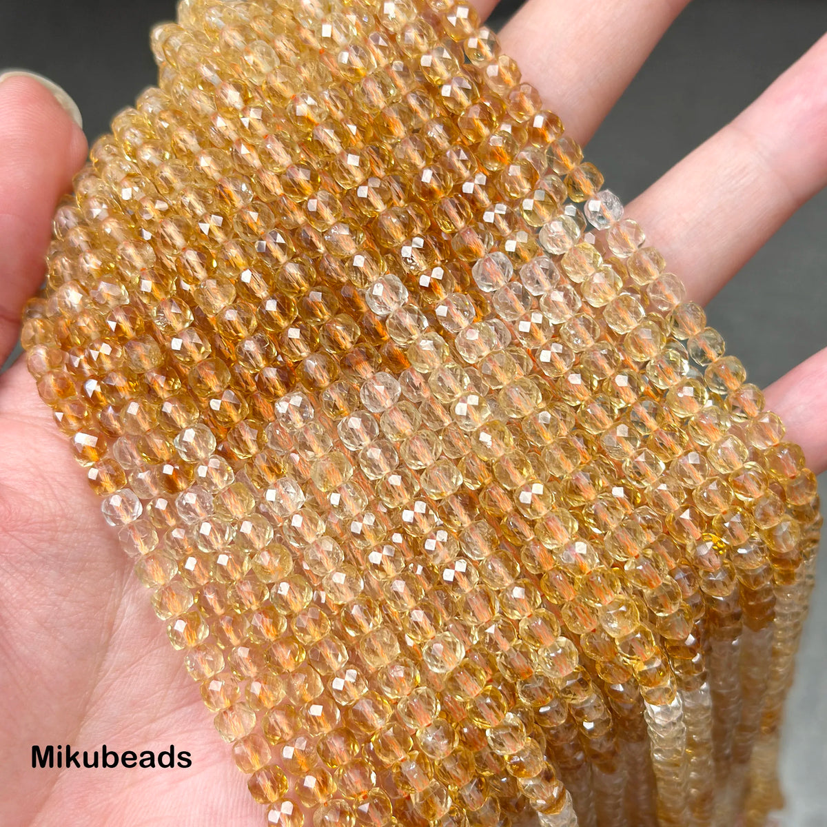 Natural Citrine Quartz 4.5mm AA Gradient Color Faceted Cube Loose Beads For Making Jewelry Bracelet Necklace DIY Wholesale