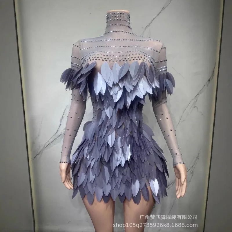 New Fashion Feather Skirt Makeup Ball Skirt Festival Performance Irregular Half Body Skirt Black