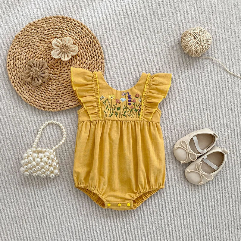 2026 New Summer 0-24M Infant Baby Girls Rompers Baby Girls Clothing Sleeveless Cotton Embroidery Toddler Baby Girls Jumpsuit