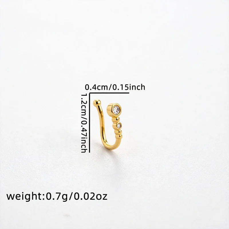 1Pc Chic U-Shape Fake Nose Clip, Minimalist Hip Hop Non-Piercing Nose Ring Inlaid Sparkly Cubic Zirconia For Women