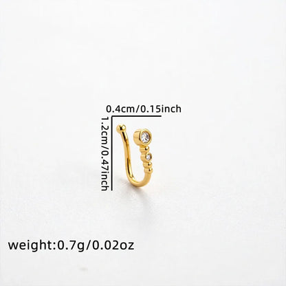 1Pc Chic U-Shape Fake Nose Clip, Minimalist Hip Hop Non-Piercing Nose Ring Inlaid Sparkly Cubic Zirconia For Women