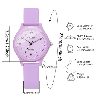 Fashion Women Watch Minimalist Round Dial Silicone Strap Quartz Wristwatch for Girls Students Reloj Mujer (Without Box)
