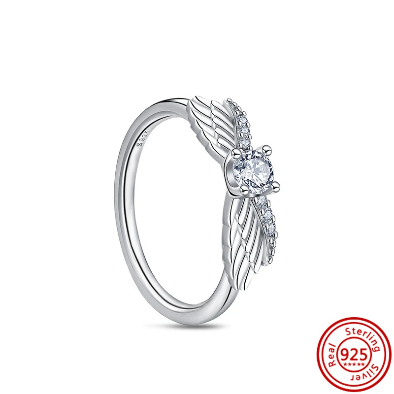New 925 Sterling Silver Shiny Classic Square Crown Heart-shaped Ring Exquisite Luxury Charm Jewelry Holiday Surprise Gifts