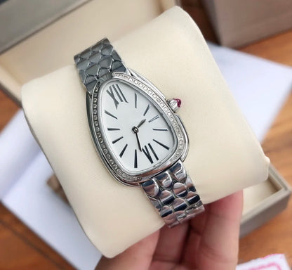 New Customized Women's Snake Shaped Stainless Steel Quartz Watch with Diamonds Luxury Design Female Waterproof Clock with Box