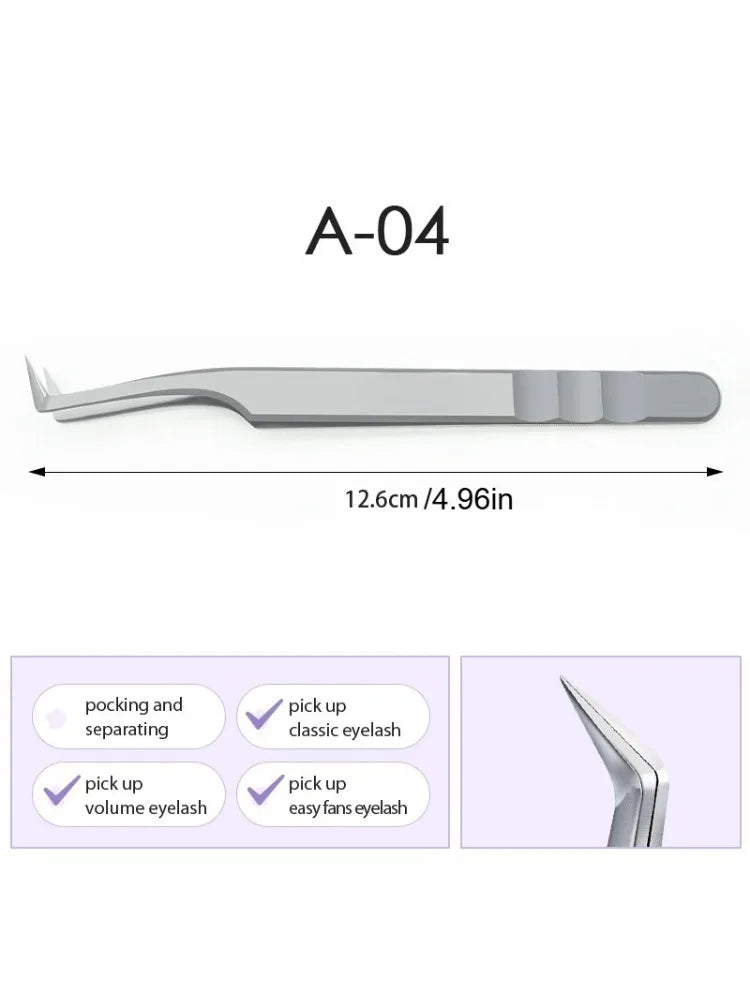 Stainless Steel Eyelash Extensions Tweezers Lash Artists High Precision Superhard Anti-Static Tweezers Makeup Tools