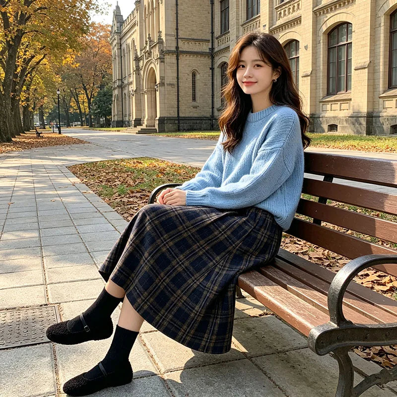 Women's Plaid Pleated A-Line Skirt