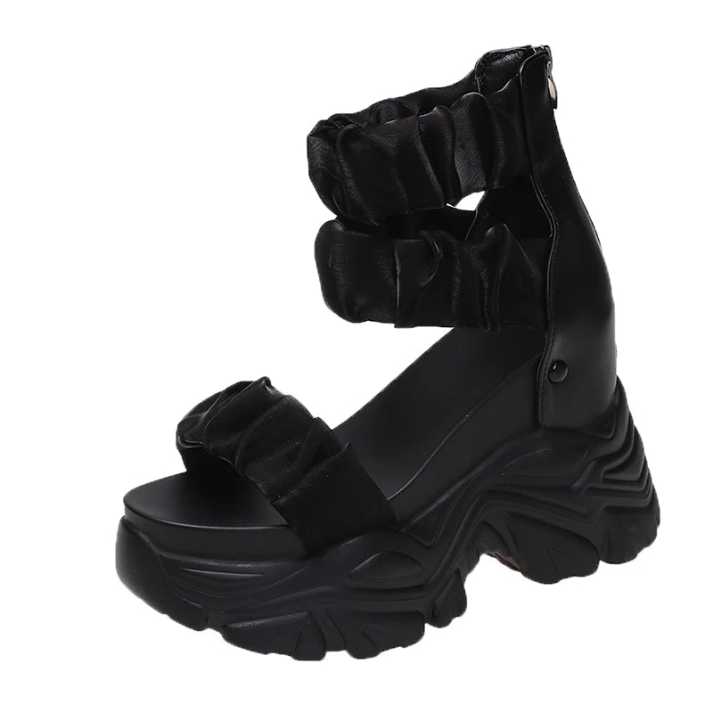 Women's Zip-Back Platform Wedge Sandals