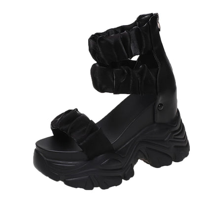 Women's Zip-Back Platform Wedge Sandals