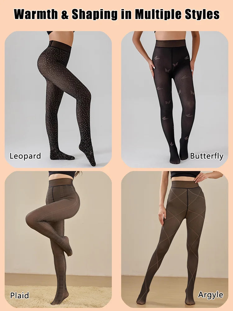 2025 winter fashion warm tights women seamless pantyhose leggings outfit fleece tights booty fleece for winter