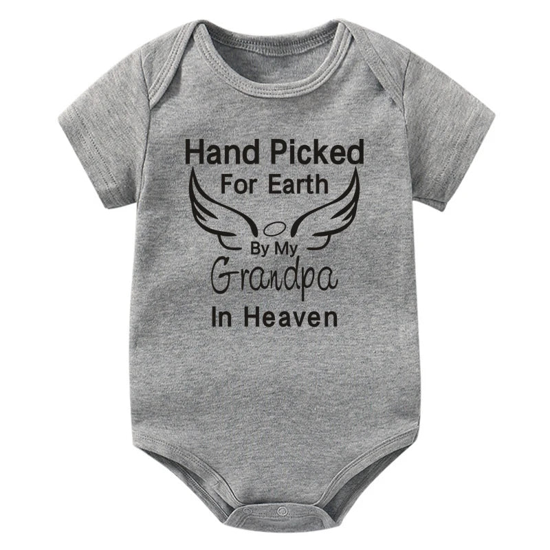 Hand Picked for Earth By My Grandpa/grandma In Heaven Baby Bodysuit Romper Summer Short Sleeve Jumpsuit Ropa