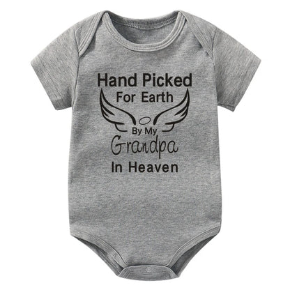Hand Picked for Earth By My Grandpa/grandma In Heaven Baby Bodysuit Romper Summer Short Sleeve Jumpsuit Ropa