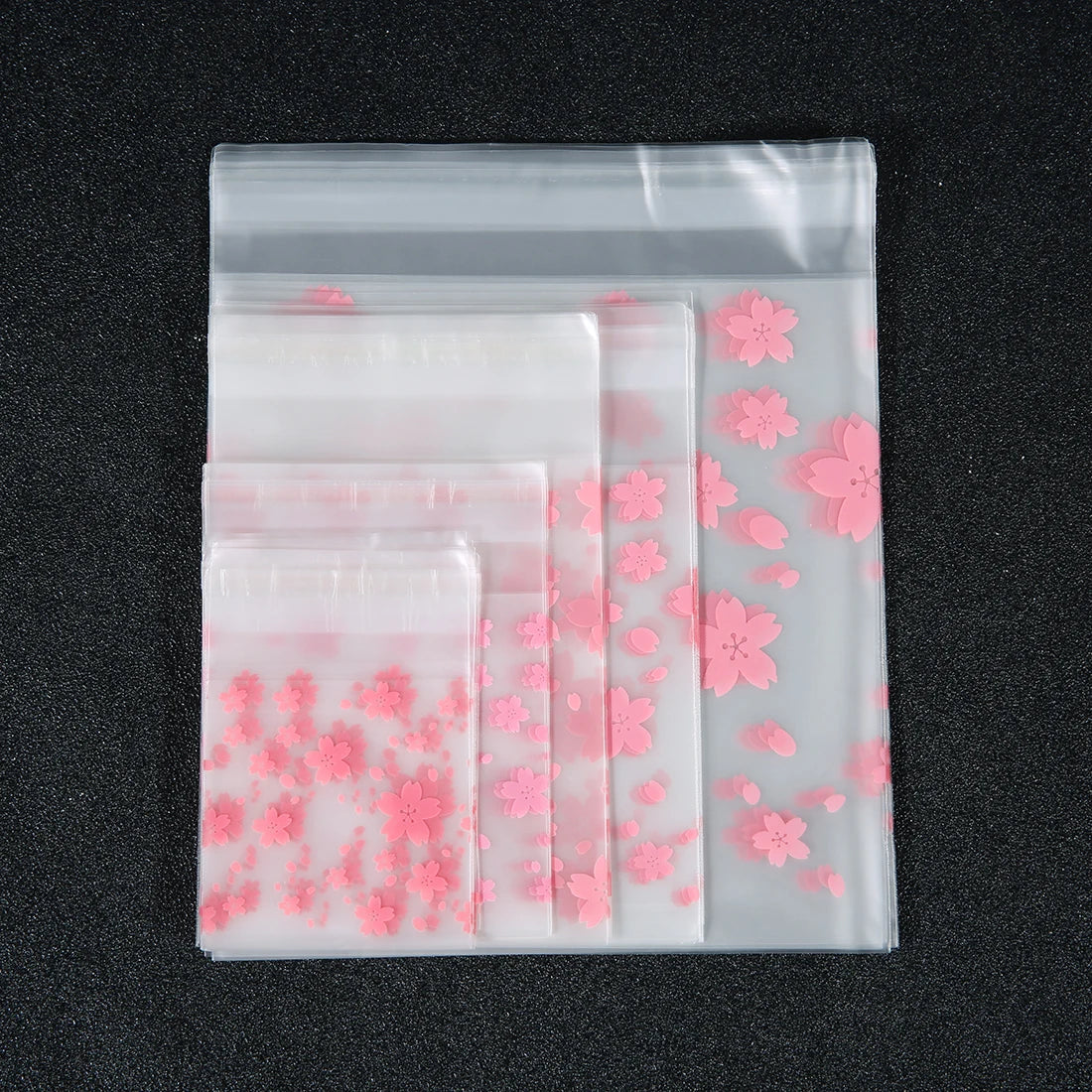 100pcs/lot Sakura Transparent Self Sealing Bag Pink Flower Pattern Plastic Bag Candy Cookie Storage Bag Jewelry Packaging Bag