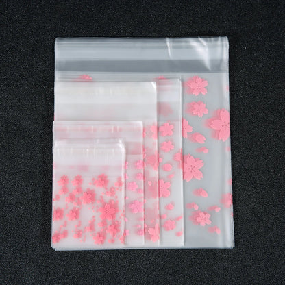 100pcs/lot Sakura Transparent Self Sealing Bag Pink Flower Pattern Plastic Bag Candy Cookie Storage Bag Jewelry Packaging Bag
