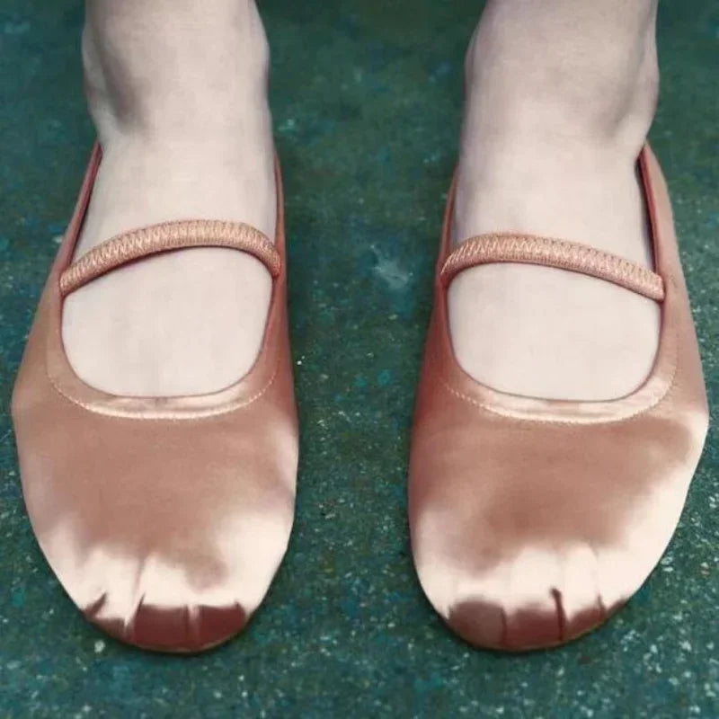 2026 Spring/Autumn Flats Mary Jane Shoes Round Toe Women's Shoes Rose Red Color Black Silk Satin Ballet Flats Women Shoes