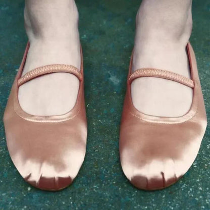 2026 Spring/Autumn Flats Mary Jane Shoes Round Toe Women's Shoes Rose Red Color Black Silk Satin Ballet Flats Women Shoes