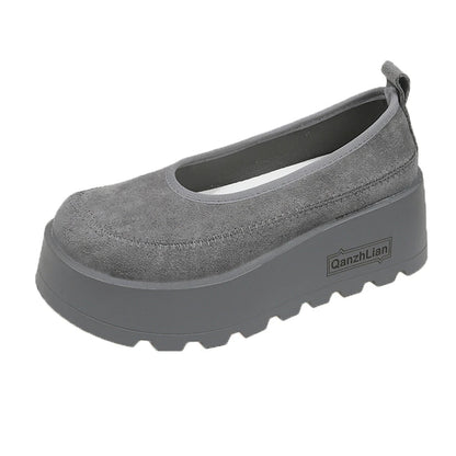 Aphixta 2025 New Suede Platform Shallow Woman Shoes Yellow Loafers Spring Woman Fashion Shoes Concise Chunky Heel Shoes Woman