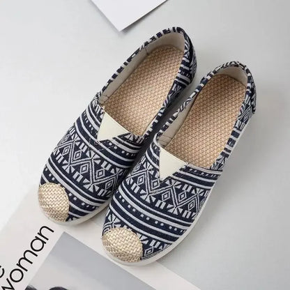 Breathable Mesh Lightweight Casual Shoes Women Fashion Women Slip on Flats Print Fisherman Shoes on Flats Shoes Zapatos De Mujer