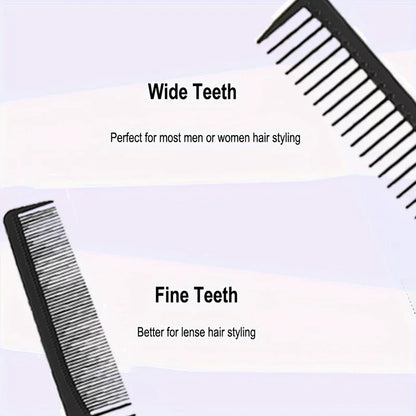 1/3/6/12/24pcs Fine Cutting Wide Tooth Hair Barber Carbon Fiber Salon Hairdressing Comb Heat Resistant Styling Grooming Comb
