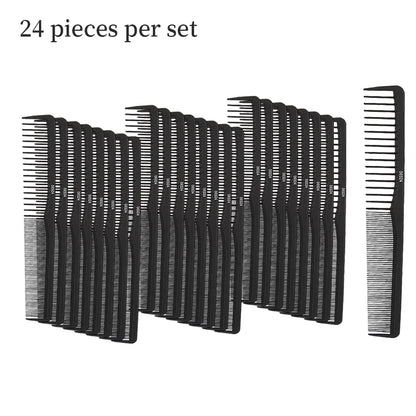 1/3/6/12/24pcs Fine Cutting Wide Tooth Hair Barber Carbon Fiber Salon Hairdressing Comb Heat Resistant Styling Grooming Comb