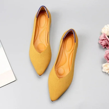 Women's Shoes Mesh Breathable Pointed Toe Flat Shoes Fashion Soft Bottom Knitted Shoes Female Casual Slip on Footwear Loafers85