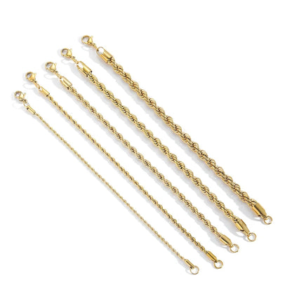 Stainless Steel Bracelet For Women Men 2/3/4/5/6MM Gold Color Twisted Rope Chain Bangle Fashion Never Fade Jewelry Accessories