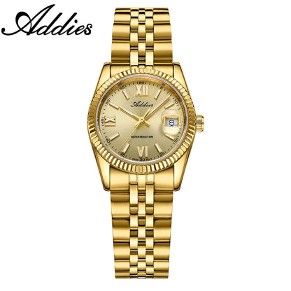 Addies New Ladies Quartz Watch 28mm Sapphire Mirror Women's Watches Elegant Fashion Stainless Steel Waterproof Luminous Watches