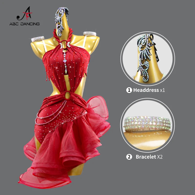 Latin Dance Dress Women's Party Costume 2026 Carnival Clothing Competition Ballroom Dancewear Line Suit Performance Stage Outfit