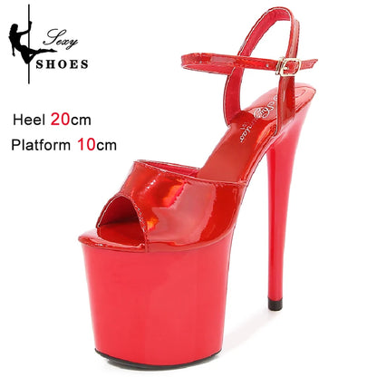 New 20CM/8Inch High Heels Dance Shoes Sandals Women Summer New 2023 Buckle Strap Platform Club Stiletto Gladiator Stripper Heels