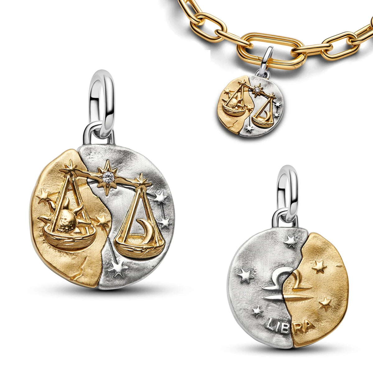 925 Sterling Silver Zodiac Coin Charms 12 Constellation Coin Pendant Crystal Lucky Amulet Beads Bracelet Necklace DIY Jewelry
