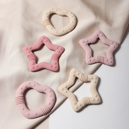 Food Grade Silicone Heart Teether New Baby Teething Toy Silicone Teether for Infant Relief Comfortable Chew Toy