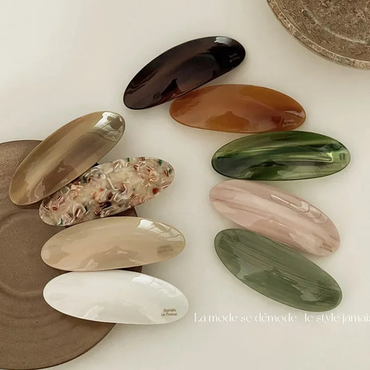 1Pc Acetic Acid Hair Clips Spring Clip for Girls French Large Hairpin Headwear Glossy Elliptical Hairpin Korean Hair Accessories