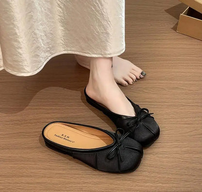 Fashion Bowknot Split Toe Women Tabi Ninja Ballet Flats Slippers Comfortable Walking Loafers Sweet Ladies All-match Mules Shoes
