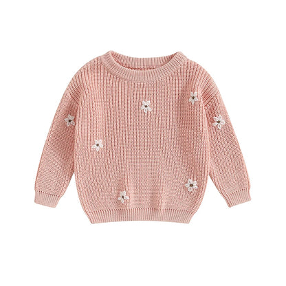 Newborn Baby Girls Winter Flower Sweater Clothes 2023 Autumn Newborn Infant Clothing Pullover Knitted Kids Sweaters