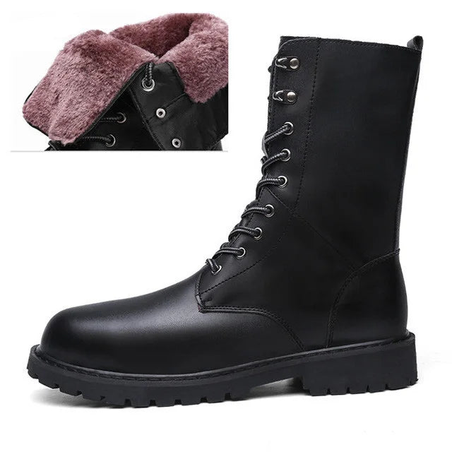 Large Size Motorcycle Boots Men Winter Shoes Warm Waterproof Men Leather Boots Footwear Cowboy Tactical Boots Men Casual Shoes