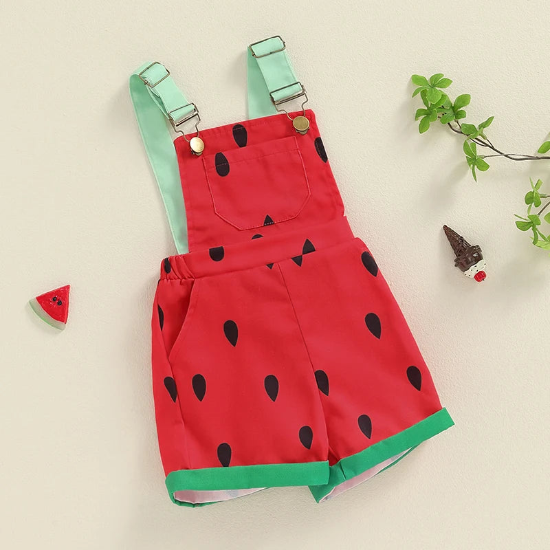 Citgeett Summer Kids Girl Watermelon Overalls Casual Shorts Jumpsuit Pockets Casual Clothes Suit