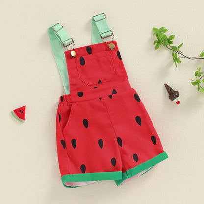 Citgeett Summer Kids Girl Watermelon Overalls Casual Shorts Jumpsuit Pockets Casual Clothes Suit