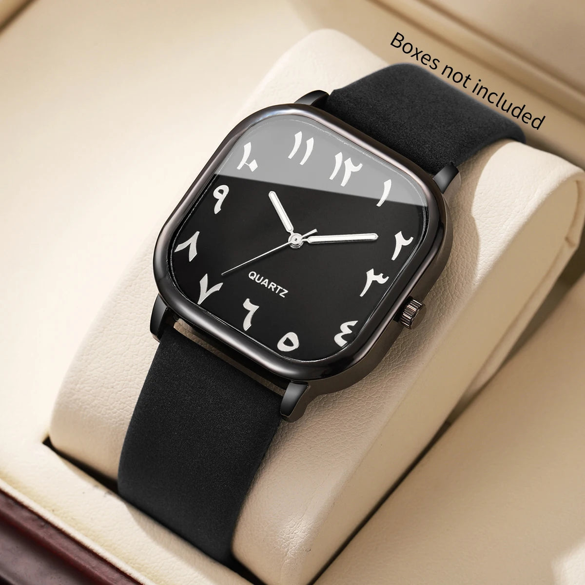 Fashion Unisex Square Quartz Watch Men Leather Strap Arabic Dial Casual Ladies Dress Watches Relogio Feminino (Without Box)