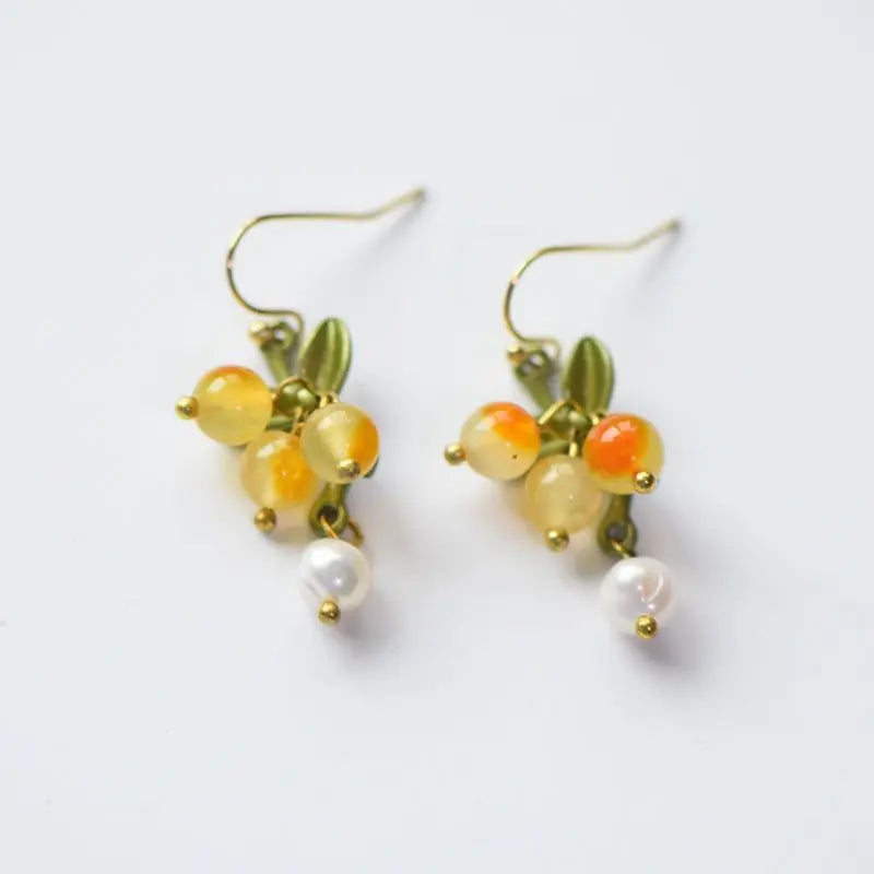 Cute Berries Earring Creative Berry And Leaves Design Beaded Earrings For Gifts Wholesale Cute Fruit Earrings Custom Packaging