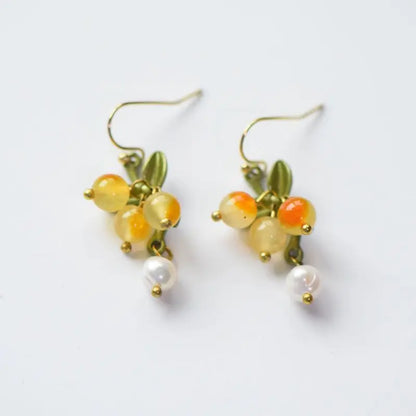 Cute Berries Earring Creative Berry And Leaves Design Beaded Earrings For Gifts Wholesale Cute Fruit Earrings Custom Packaging