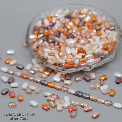 70pcs/lot Color Faceted Square Loose Beads Crystal Glass Beads Faceted Loose Spacer Beads for Jewelry Making DIY