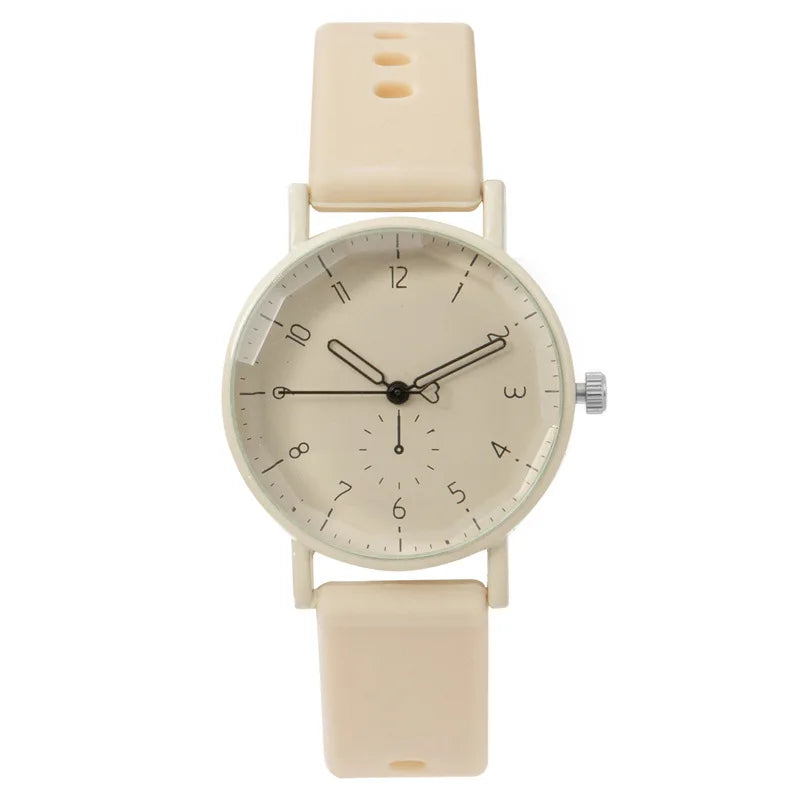 Fashion Candy Color Silicone Band Women Quartz Watch Arabic Dial Girls Students Wristwatch