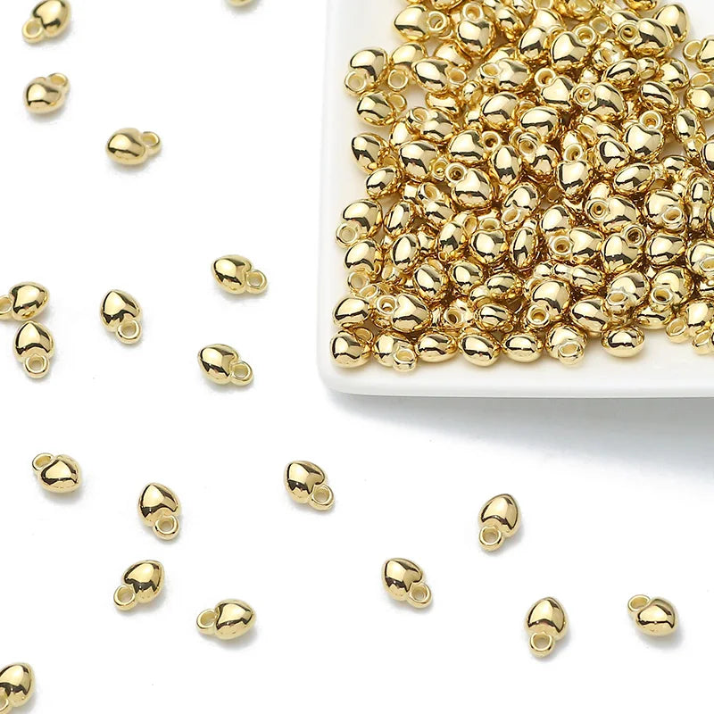 100-400pcs Gold Color Beads 4mm 6mm CCB Cube Crown Heart Pendant Star Spacer Loose Beads for Love Jewelry Making Bracelets DIY S