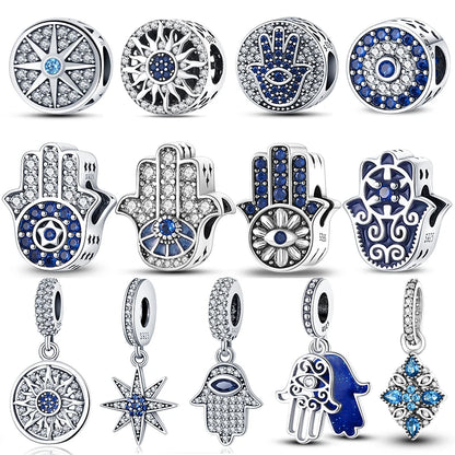 100% Real 925 Silver Classic Devil's Eye Charms Beads For Women Fit Original Qikaola Bracelets Fine DIY Jewelry Making