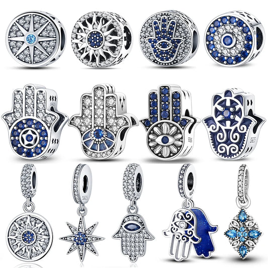 100% Real 925 Silver Classic Devil's Eye Charms Beads For Women Fit Original Qikaola Bracelets Fine DIY Jewelry Making