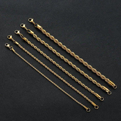 Stainless Steel Bracelet For Women Men 2/3/4/5/6MM Gold Color Twisted Rope Chain Bangle Fashion Never Fade Jewelry Accessories