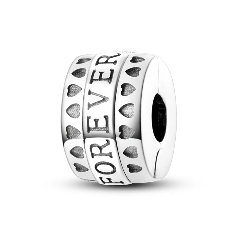 Original 925 Sterling Silver Clip Charm Inlaid Zircon Cat Butterfly Charm Silicone Spacer Beads For Women Bracelet DIY Jewelry